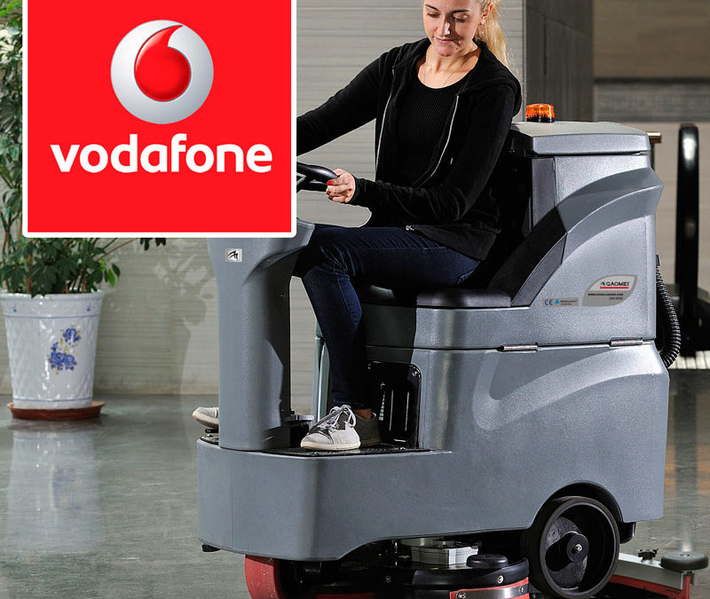 поломоечная машина Gaomei GM-MINI убирает Vodafone